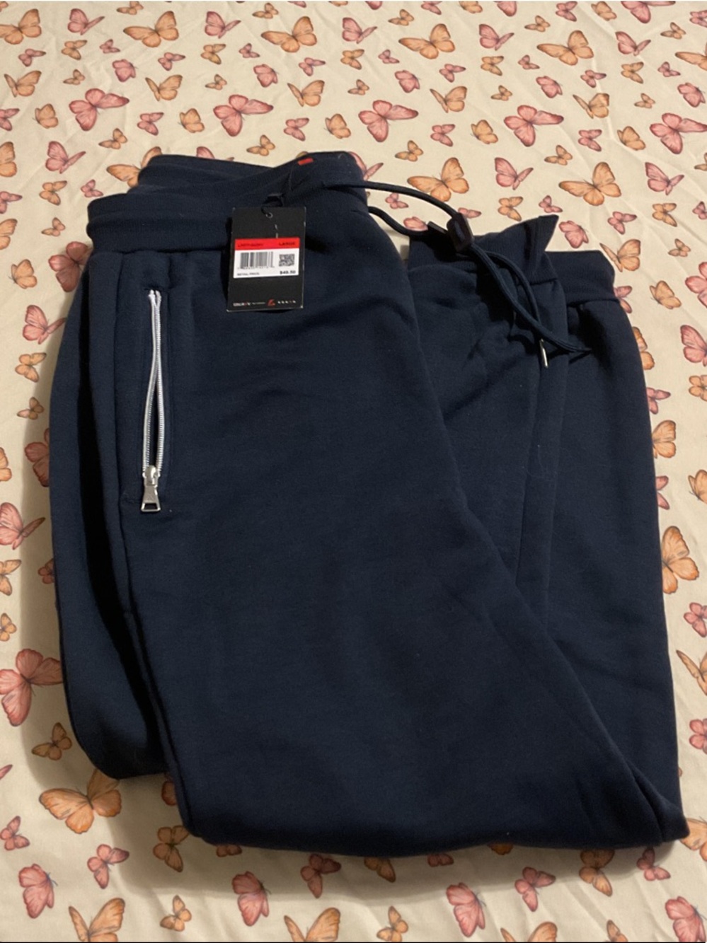 Galaxy By Harvic Men's Dark Navy Zip Pocket Joggers